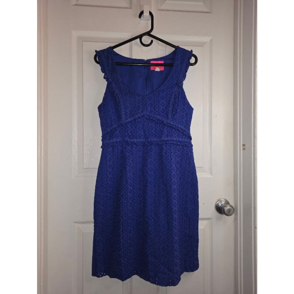 Lilly Pulitzer Kaylee Lapis Lazuli Petal Eyelet Lace Shift Dress Size 10/Medium